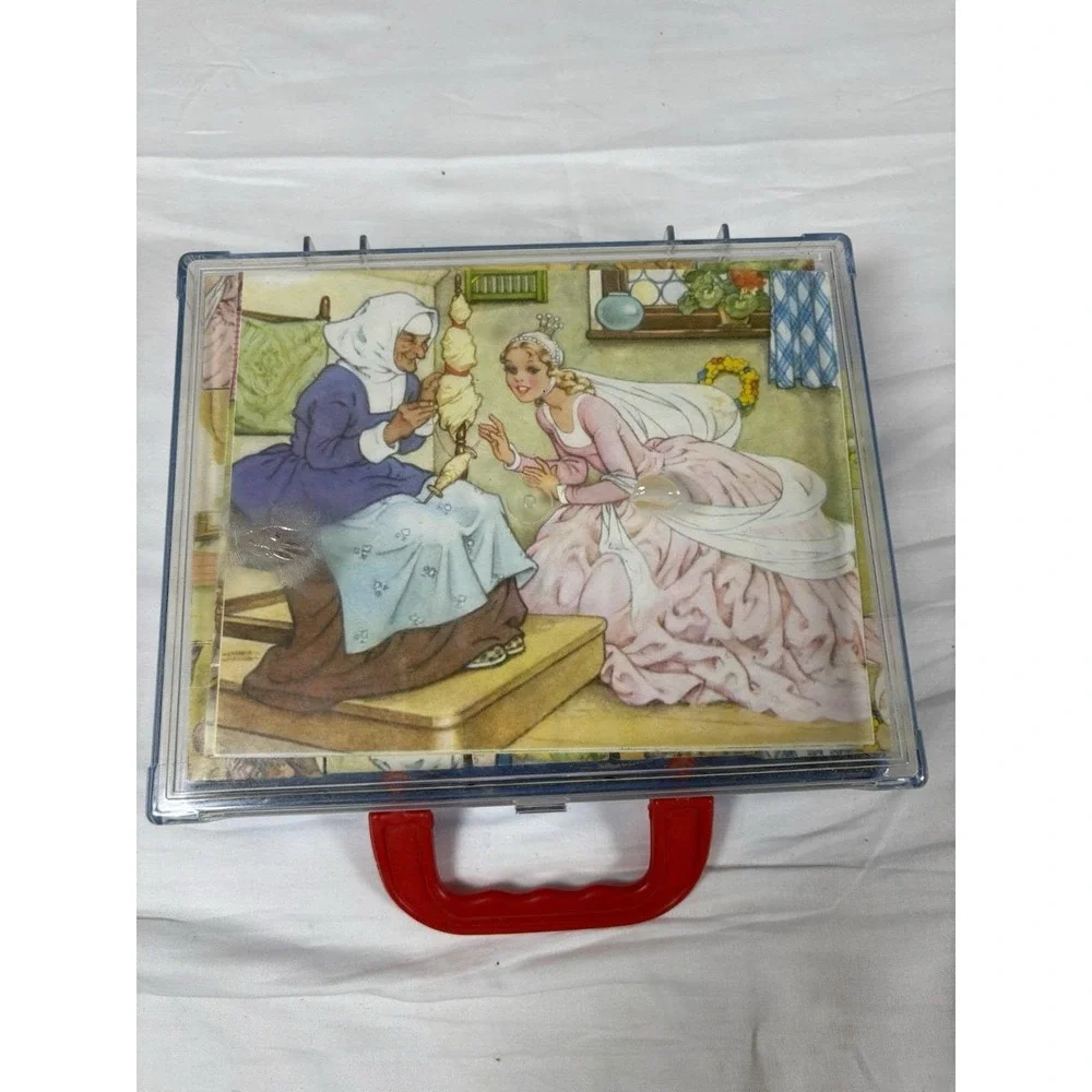 Vintage Eichhorn Germany Wooden Block Picture Puzzle Fairy Tales Carry Case